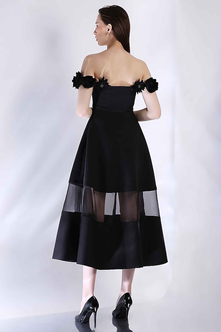 Black Neoprene Strapless Vacation Dress by OZEQO at Pernia's Pop Up Shop