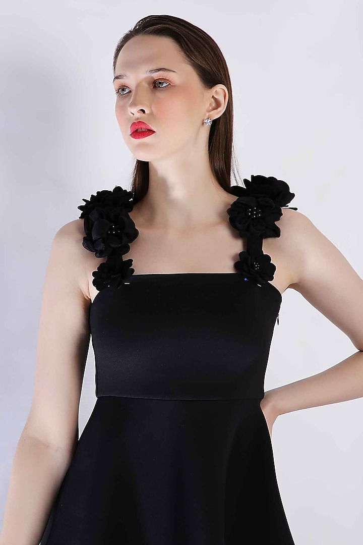 Black Neoprene Strapless Vacation Dress by OZEQO at Pernia's Pop Up Shop