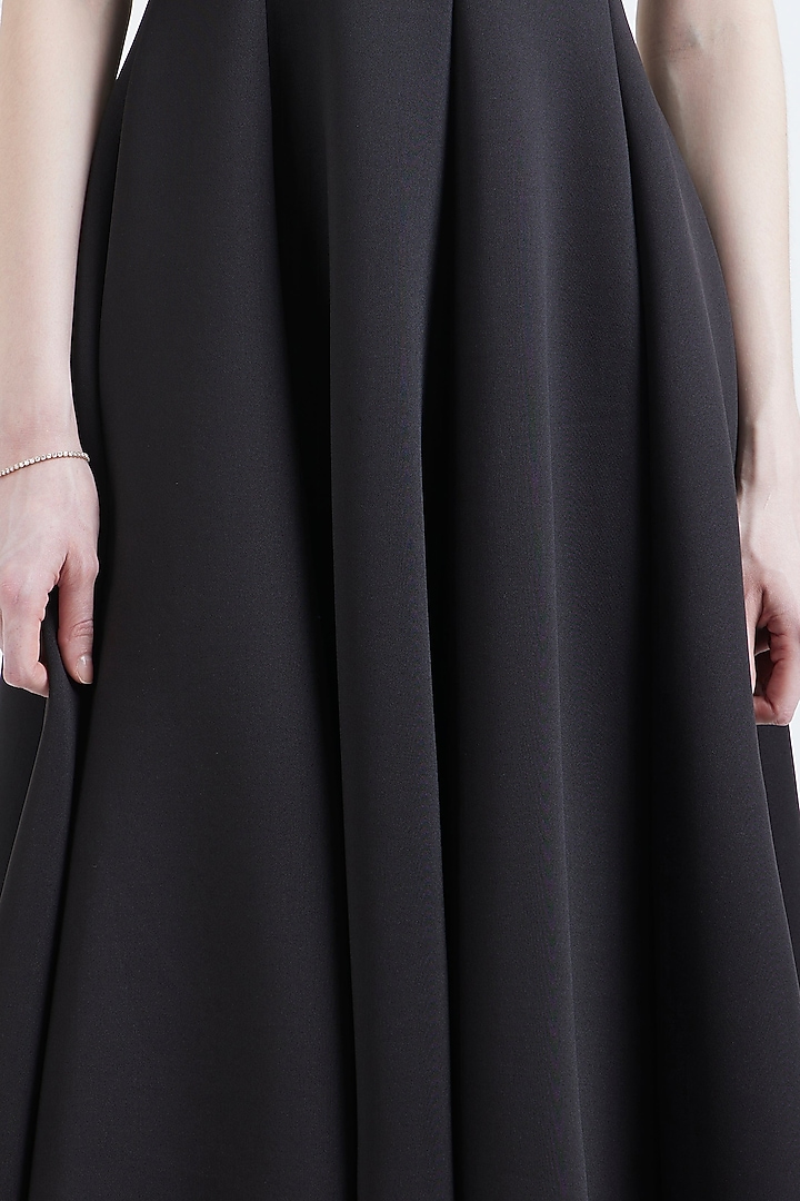 Black Neoprene Flared Summer Dress by OZEQO at Pernia's Pop Up Shop