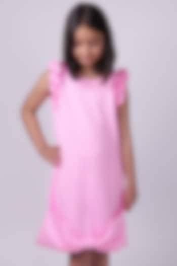 Blush Pink Scuba Dress For Girls by PiccoRicco at Pernia's Pop Up Shop