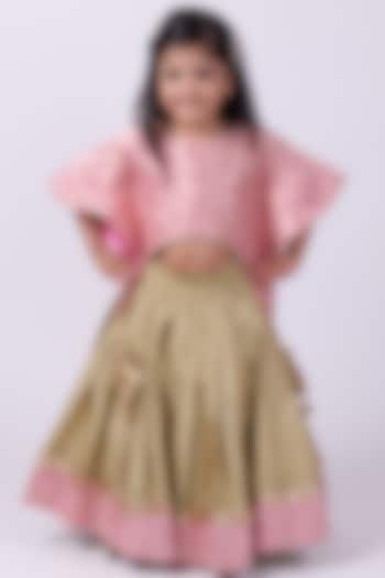 Green Silk Lehenga Set For Girls by PiccoRicco at Pernia's Pop Up Shop