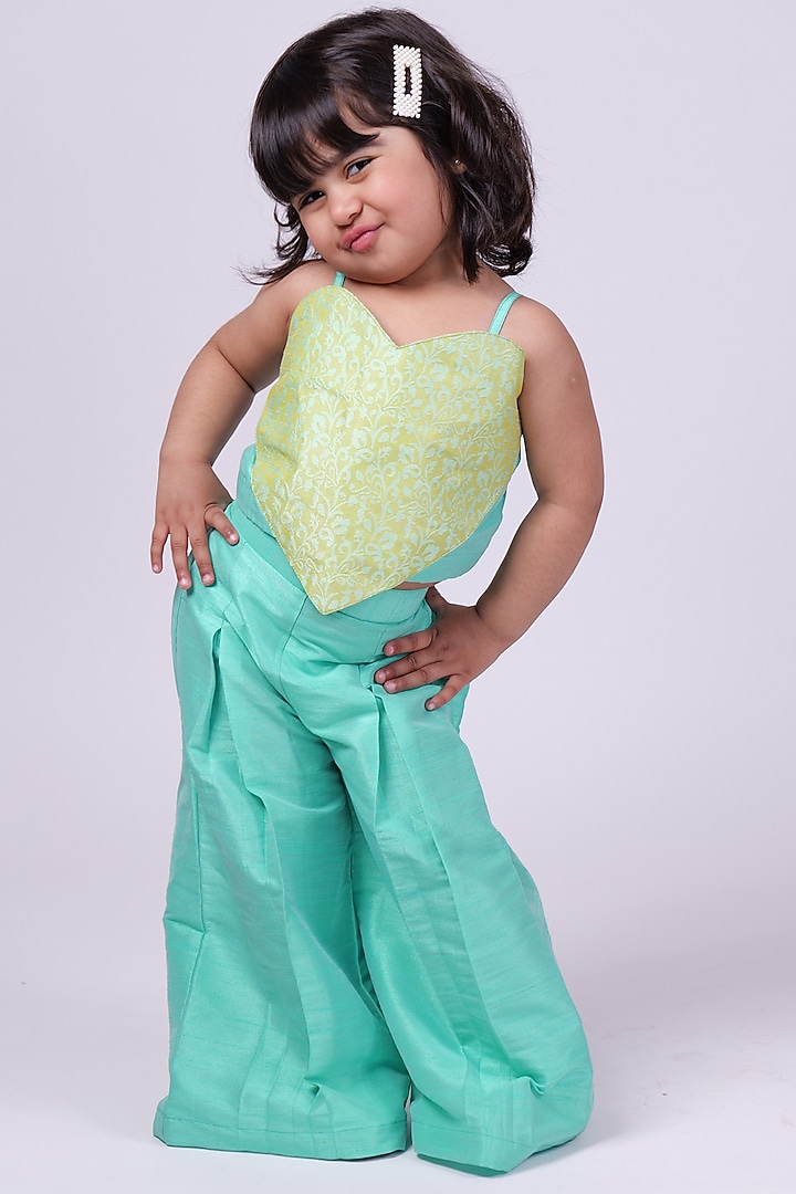 Green Cotton Heart Co-Ord Set For Girls by PiccoRicco at Pernia's Pop Up Shop