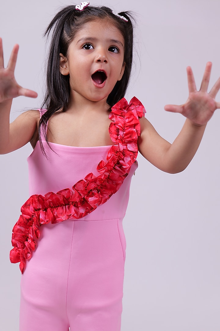 Pink Scuba Jumpsuit For Girls by PiccoRicco at Pernia's Pop Up Shop