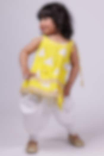 Yellow Cotton Layered Kurta Set For Girls by PiccoRicco at Pernia's Pop Up Shop