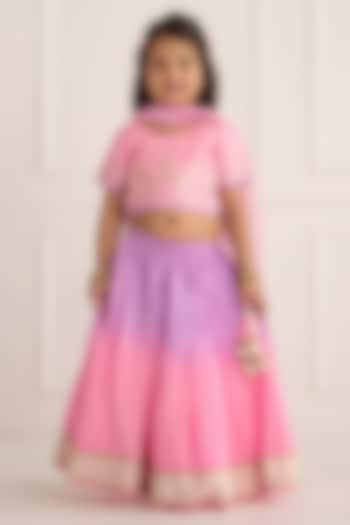 Pink Cotton Silk Ombre Lehenga Set For Girls by Be Bonnie at Pernia's Pop Up Shop