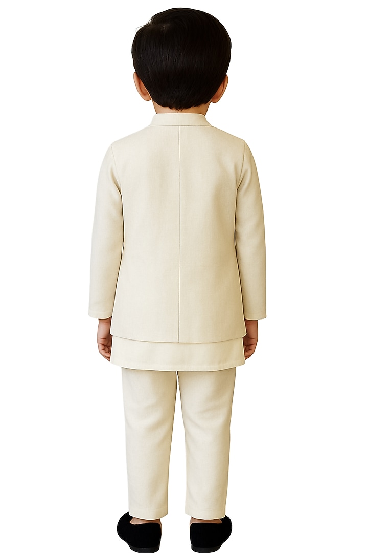 Ivory Bam Silk Embroidered Nehru Jacket Set For Boys by Paarsh - Littles at Pernia's Pop Up Shop