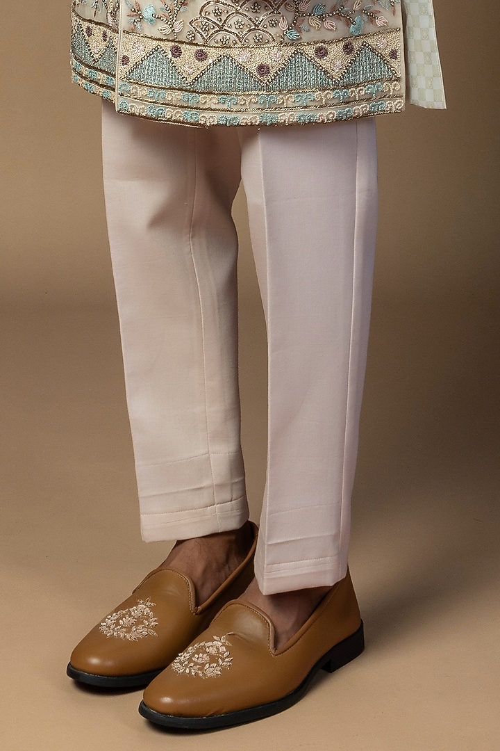 Ivory Organza Zari Work Groom Sherwani Set by PAARSH at Pernia's Pop Up Shop