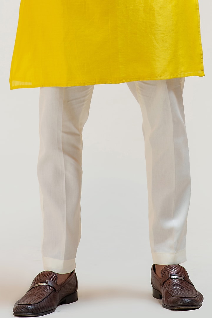 Peach & Yellow Ombre Motif Embroidered Kurta Set by PAARSH at Pernia's Pop Up Shop