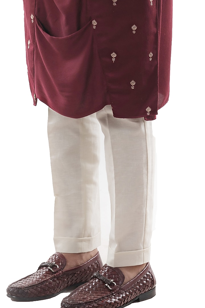 Maroon Modal Satin Kurta Set by PAARSH at Pernia's Pop Up Shop