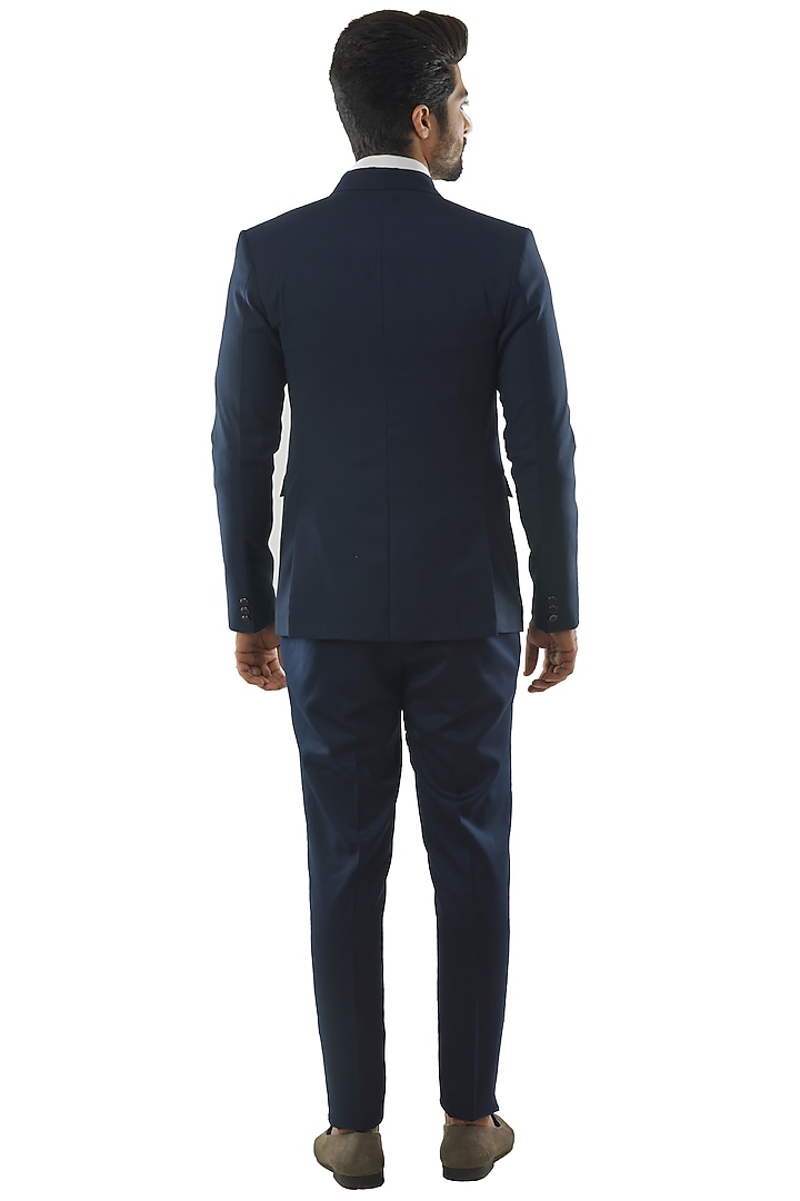 Charcoal Blue Terrycot Blazer Set by PAARSH at Pernia's Pop Up Shop