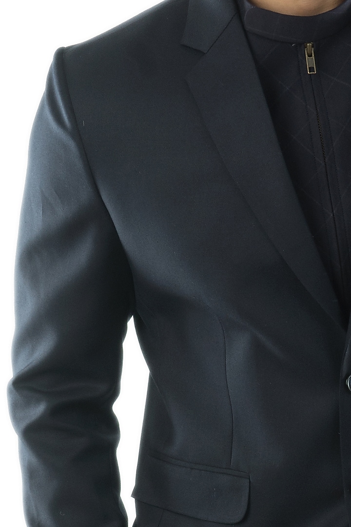 Charcoal Blue Terrycot Blazer Set by PAARSH at Pernia's Pop Up Shop