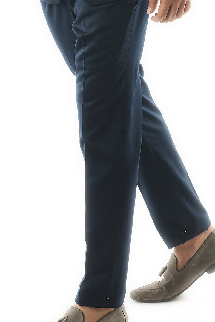 Navy Blue Terrycot One-Button Blazer Set by PAARSH at Pernia's Pop Up Shop