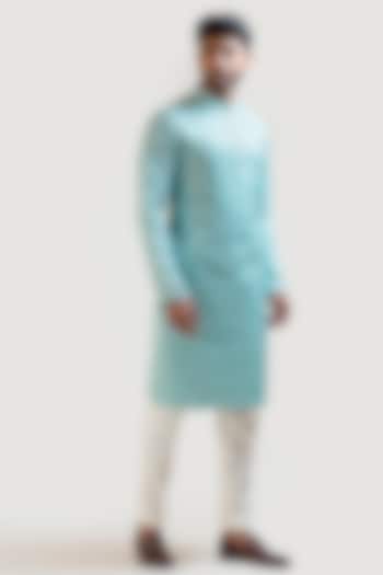 Baby Blue Embroidered Kurta Set by PAARSH at Pernia's Pop Up Shop