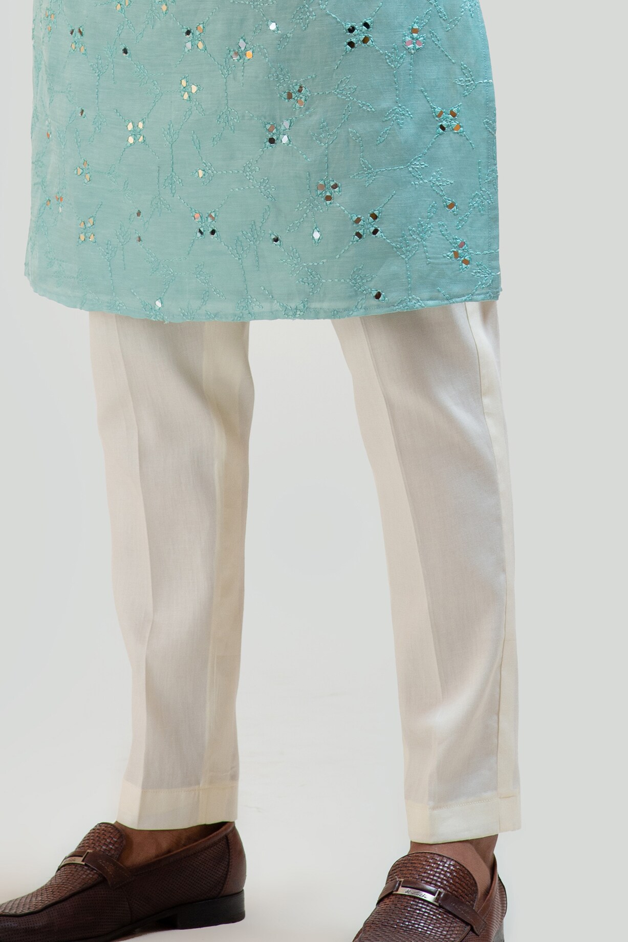 Babyhug Full Sleeves Sequined  Embroidered Kurta with Lurex  Dhoti Set - Teal Blue