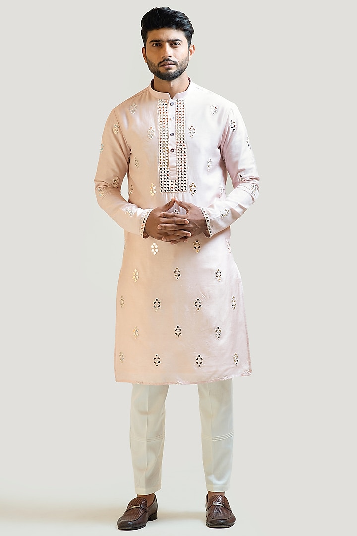 Sweet Pink Embroidered Kurta Set by PAARSH