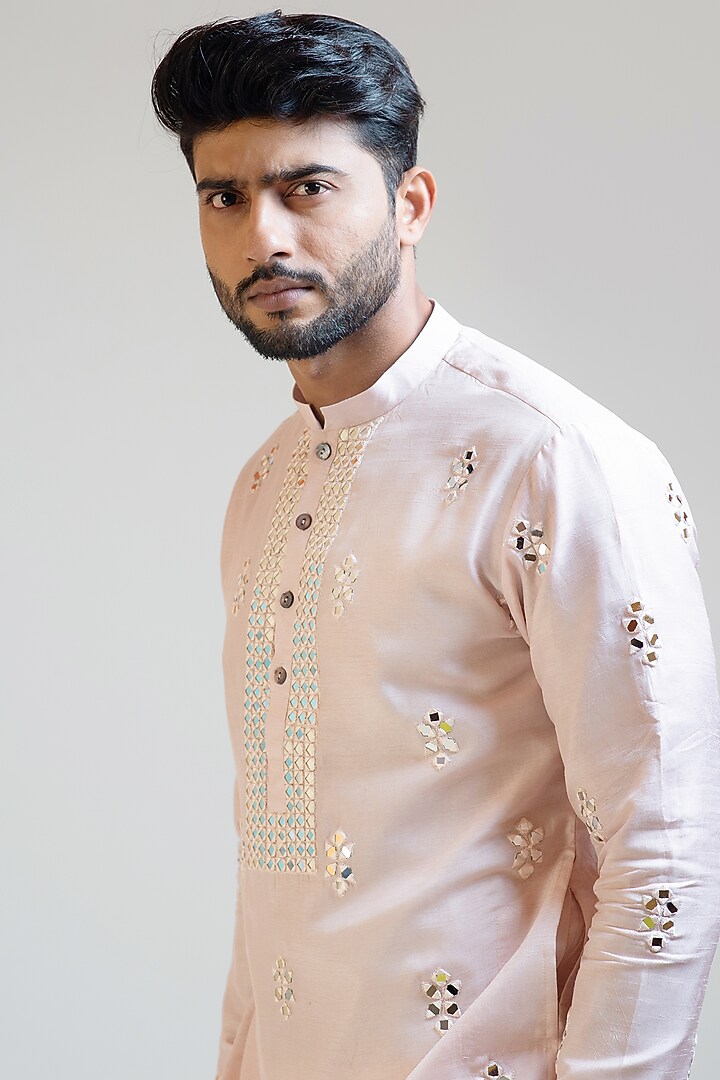 Sweet Pink Embroidered Kurta Set by PAARSH at Pernia's Pop Up Shop