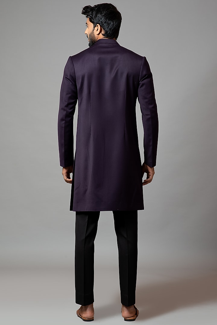 Deep Purple Embroidered Indo-Western Jacket Set by PAARSH at Pernia's Pop Up Shop