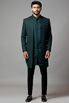 EMERALD  INDOWESTERN SHORT JACKET SET WITH FLAIRED PANTS