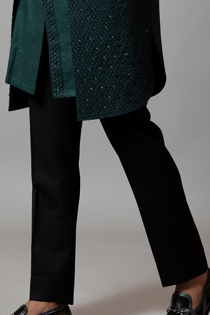 Emerald Green Embroidered Wedding Indowestern Jacket Set by PAARSH at Pernia's Pop Up Shop