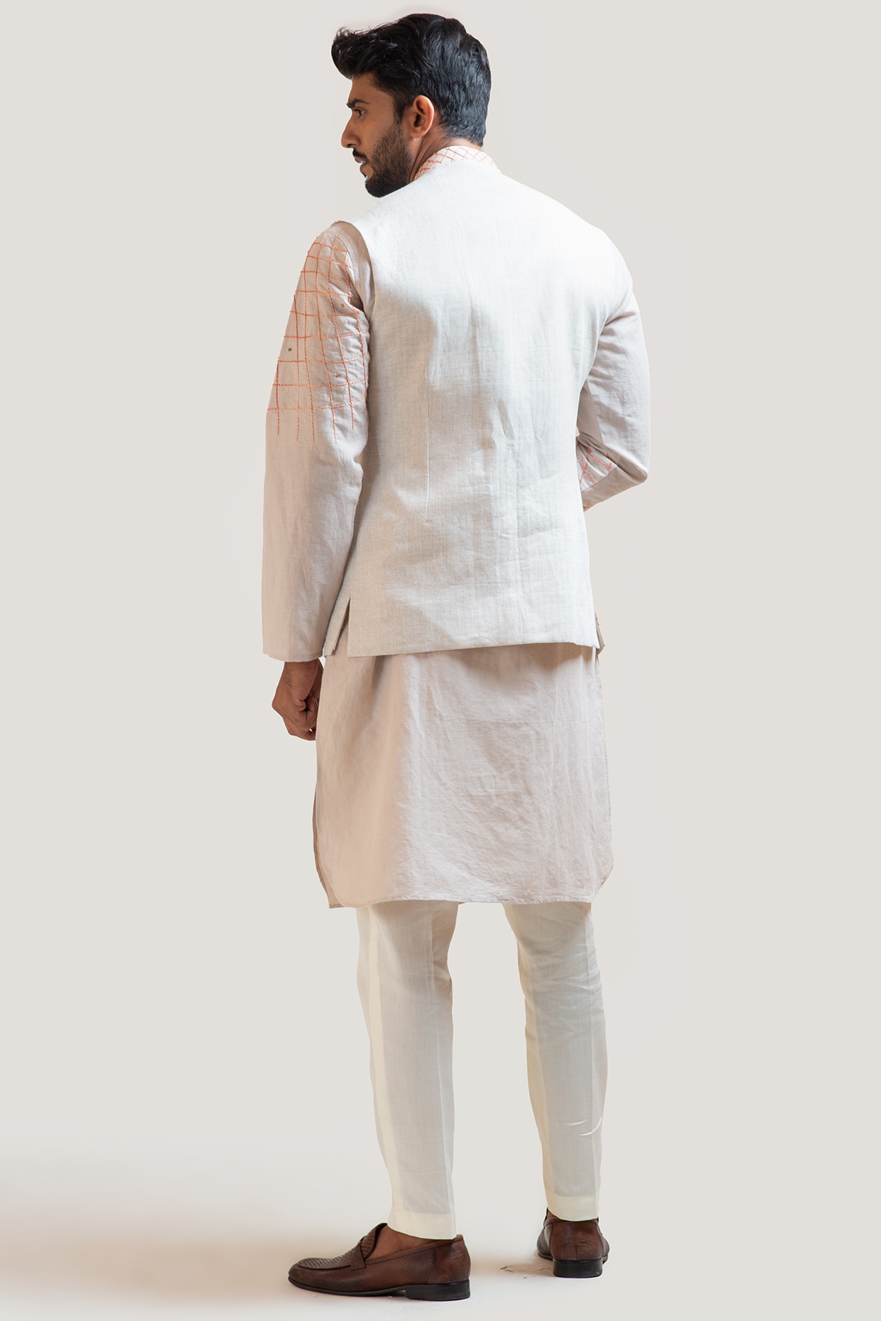 Asymmetric shop nehru jacket