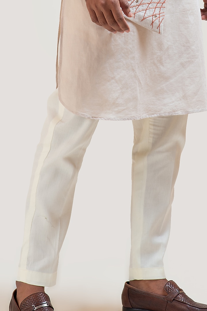 Light Grey Kurta Set With Embroidered Nehru Jacket by PAARSH at Pernia's Pop Up Shop