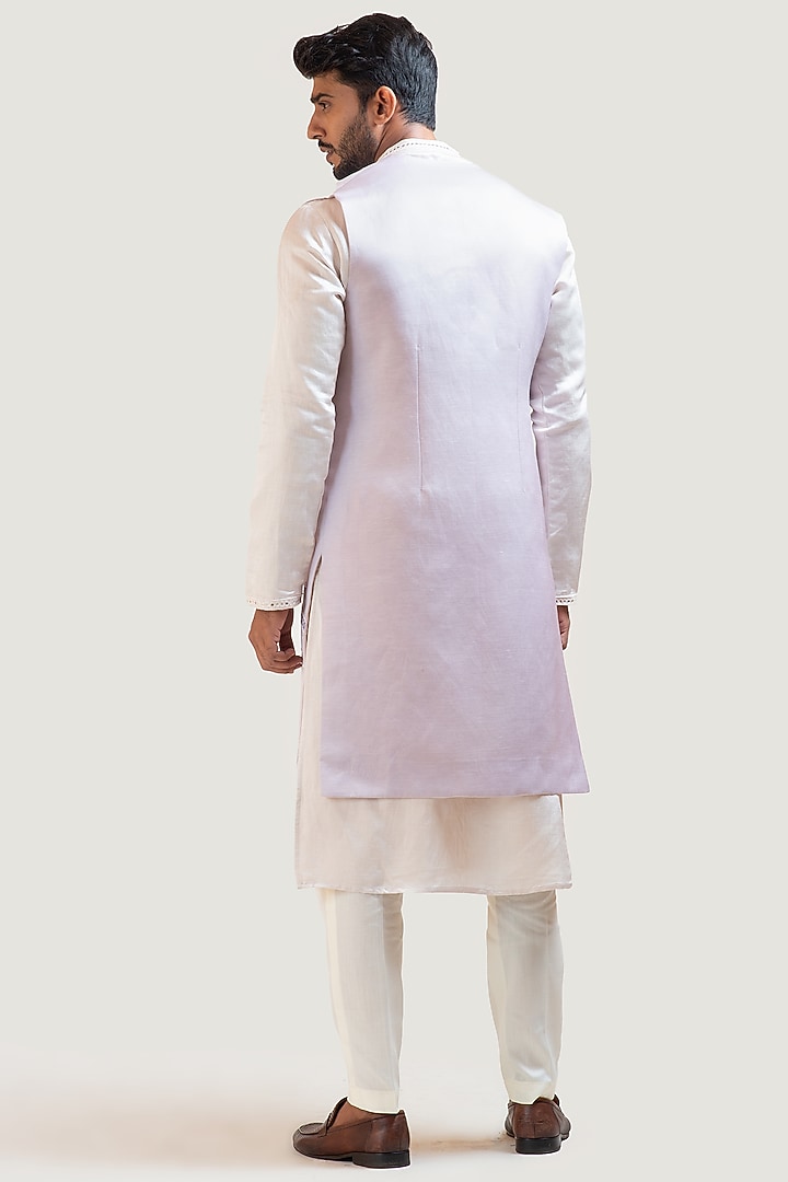 Lilac Linen Satin MIrror Embroidered Indo Western Set by PAARSH at Pernia's Pop Up Shop