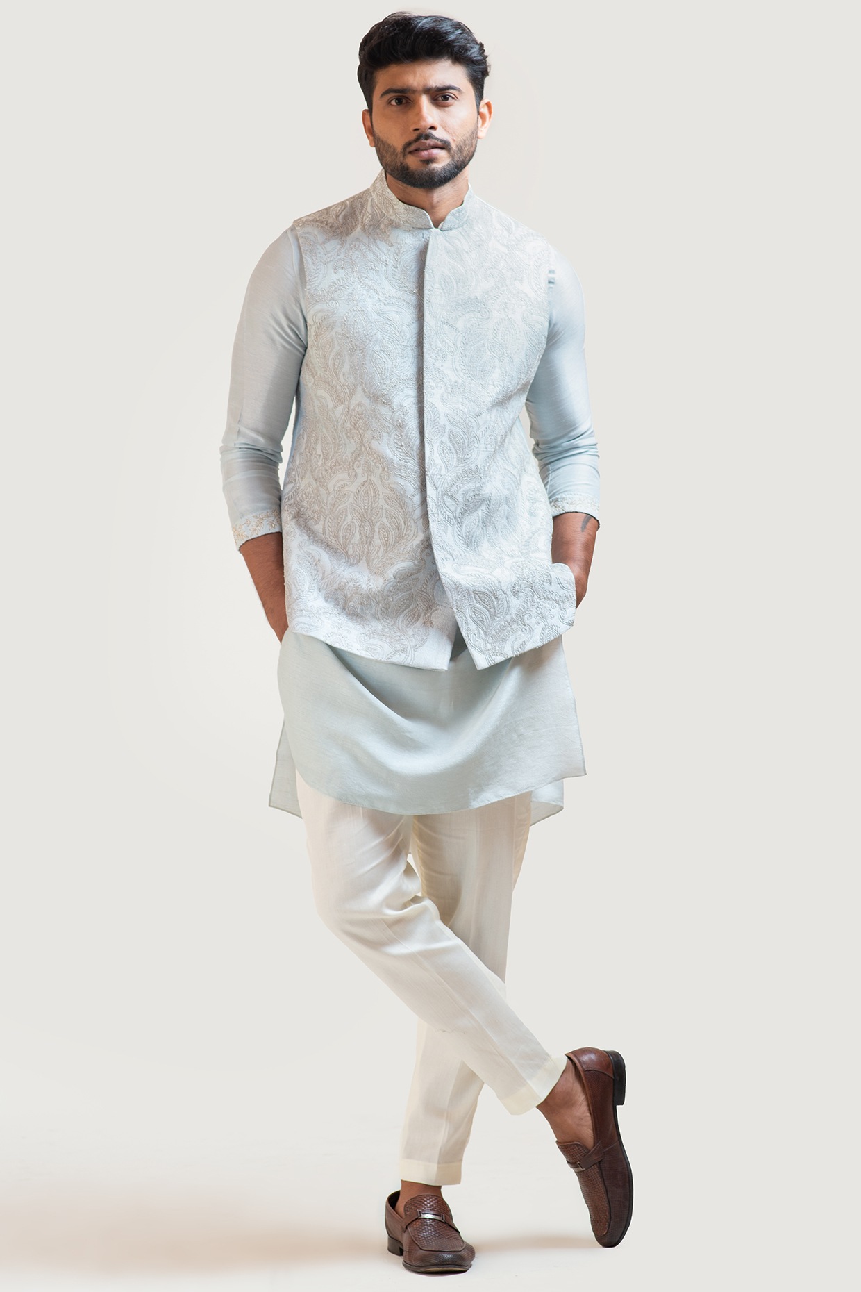 Wintage Men's Poly Cotton Festive and Casual Nehru Jacket Vest Waistcoat :  Grey