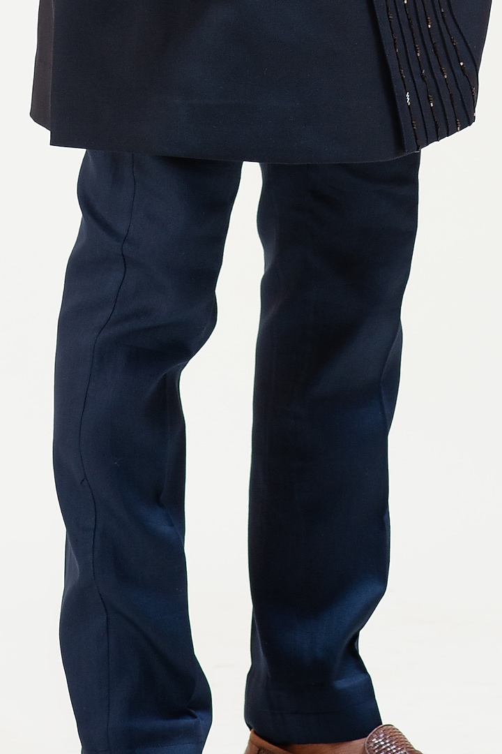 Black-Blue Embroidered Indo-Western Jacket Set by PAARSH at Pernia's Pop Up Shop