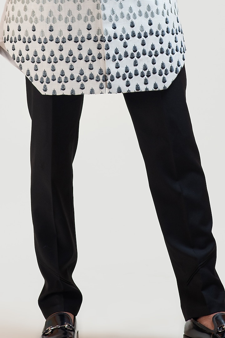Light Grey Embroidered Indo-Western Jacket Set by PAARSH at Pernia's Pop Up Shop