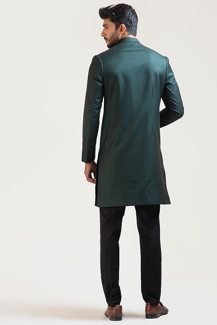 Green Embroidered Indo-Western Jacket Set by PAARSH at Pernia's Pop Up Shop