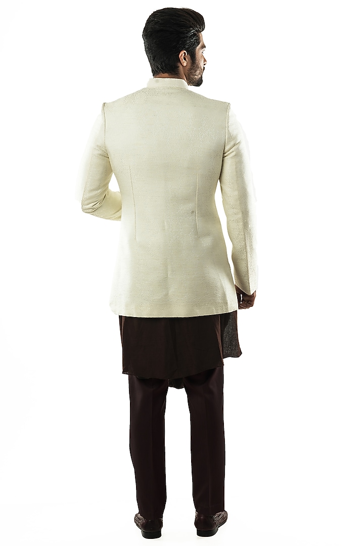 Cream Hand Embroidered Achkan Jacket Set by PAARSH at Pernia's Pop Up Shop