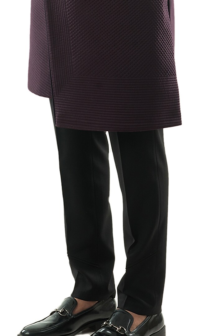 Dark Purple Asymmetrical Indo-Western Jacket Set by PAARSH at Pernia's Pop Up Shop