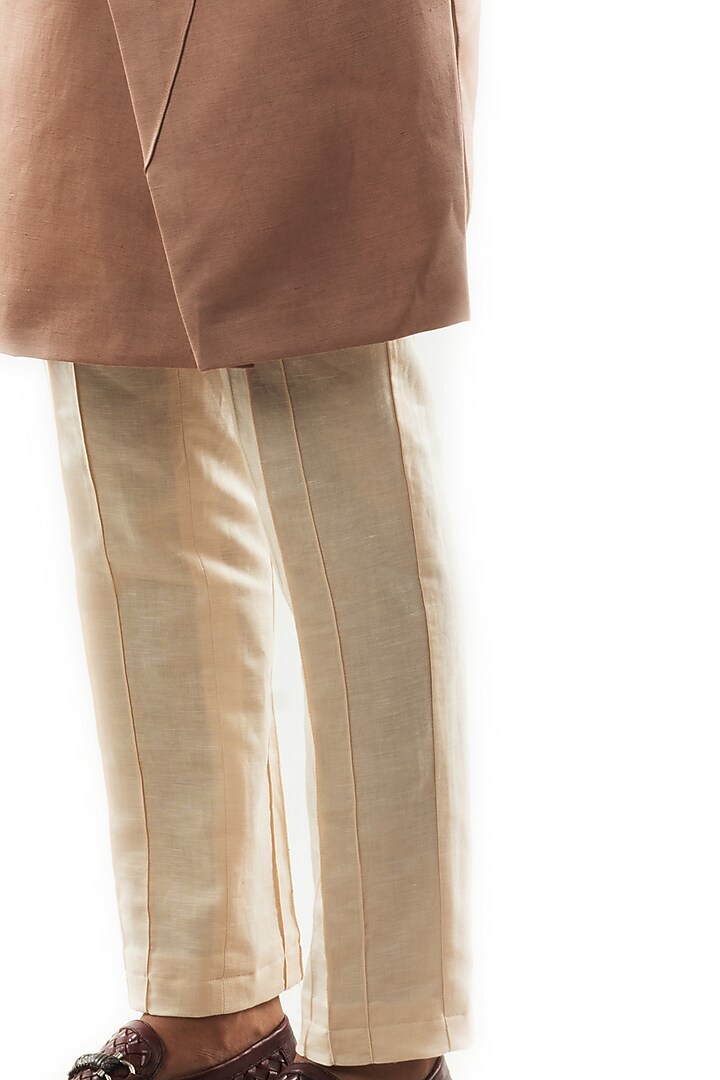 Mauve Hand Embroidered Asymmetrical Achkan Jacket Set by PAARSH at Pernia's Pop Up Shop