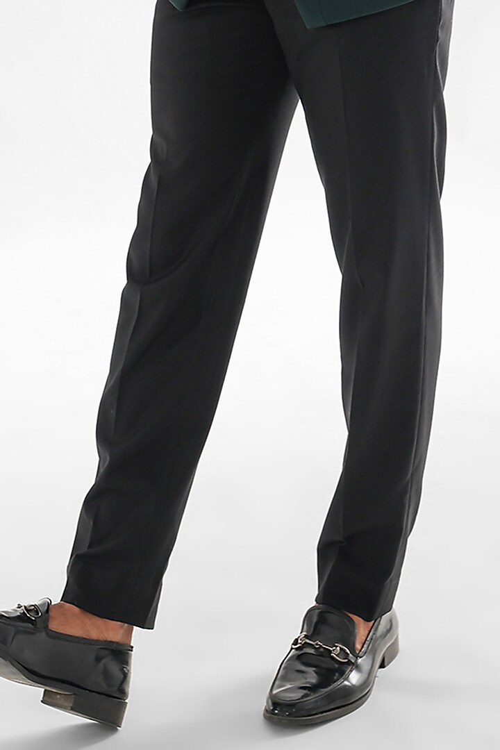 Forest Green Terrycot Suiting Fabric Embroidered Tuxedo Set by PAARSH at Pernia's Pop Up Shop