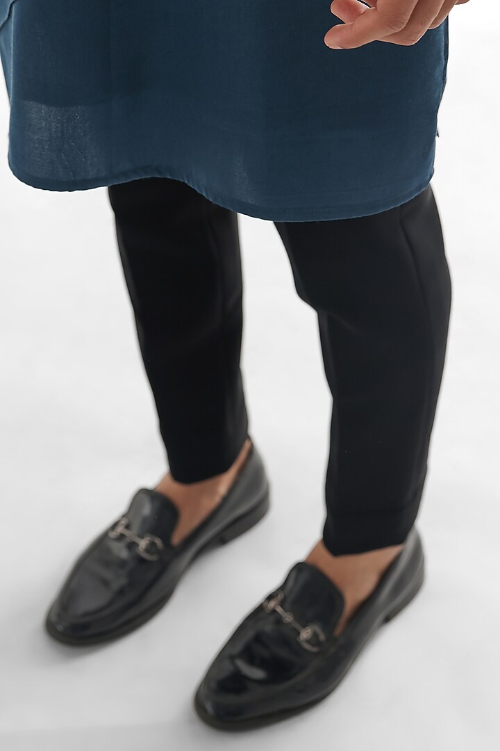 Teal Blue Modal Satin Kurta Set by PAARSH at Pernia's Pop Up Shop