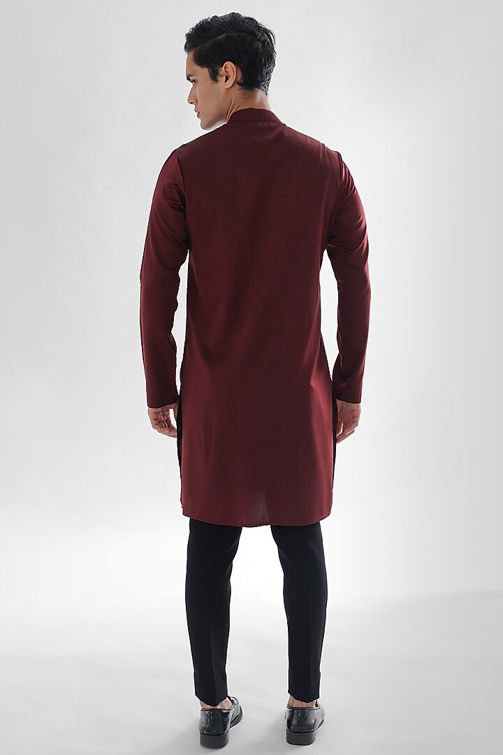 Cadbury Brown Modal Satin Kurta Set by PAARSH at Pernia's Pop Up Shop