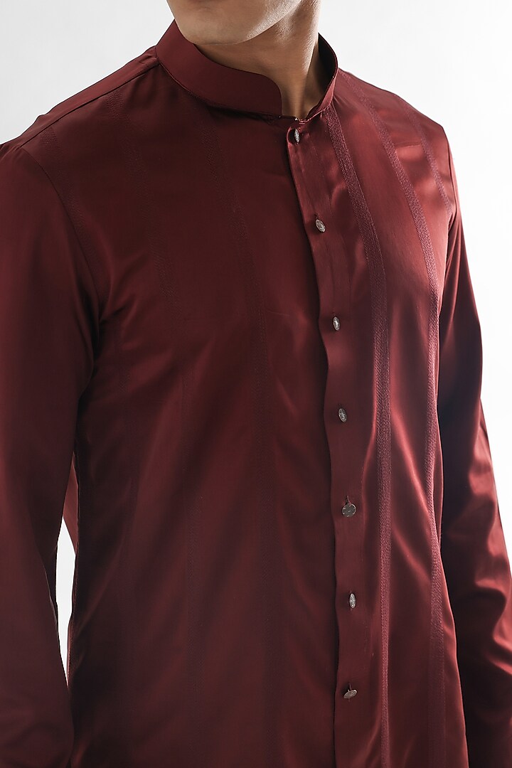 Cadbury Brown Modal Satin Kurta Set by PAARSH at Pernia's Pop Up Shop