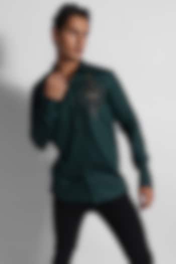 Bottle Green Giza Cotton Shirt by PAARSH