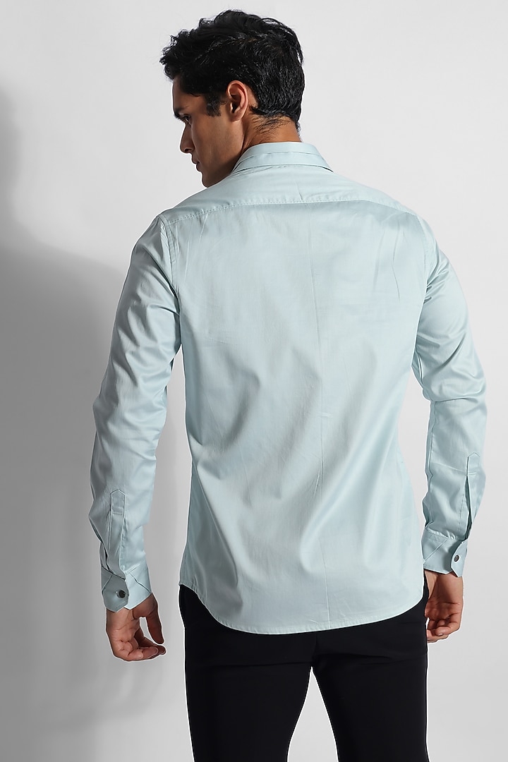 Powder Green Turkish Cotton Thread Embroidered Party Wear Shirt by PAARSH at Pernia's Pop Up Shop