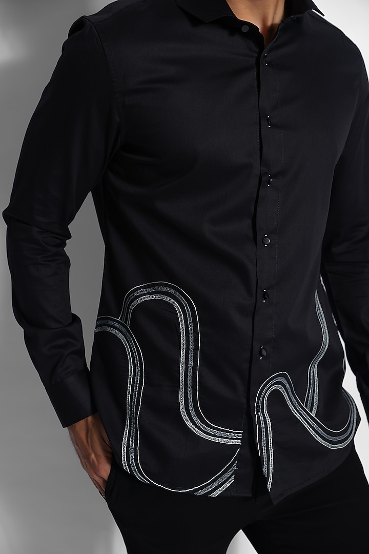 Black Giza Cotton Party Wear Shirt by PAARSH at Pernia's Pop Up Shop