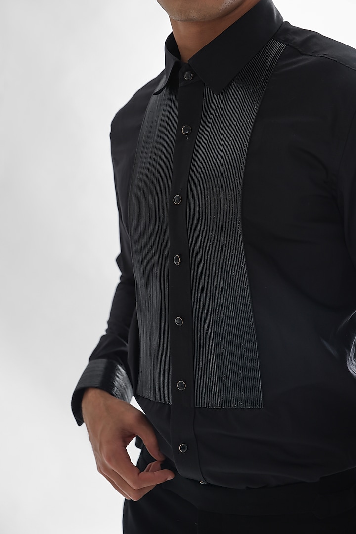 Black Giza Cotton Party Wear Shirt by PAARSH at Pernia's Pop Up Shop