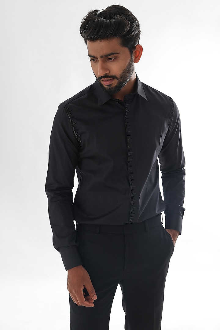 Black Giza Cotton Party Wear Shirt by PAARSH at Pernia's Pop Up Shop