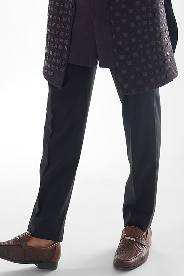 Dune Purple Bamberg Silk Embroidered Wedding Indowestern Set by PAARSH at Pernia's Pop Up Shop