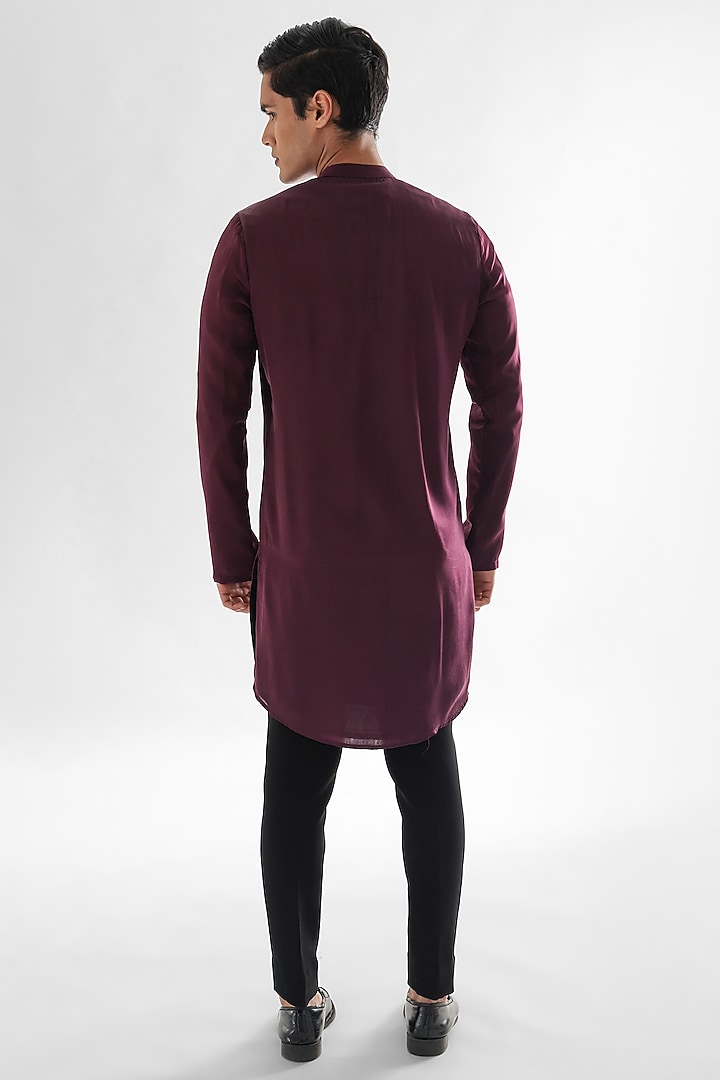 Magenta Modal Satin Kurta Set by PAARSH at Pernia's Pop Up Shop