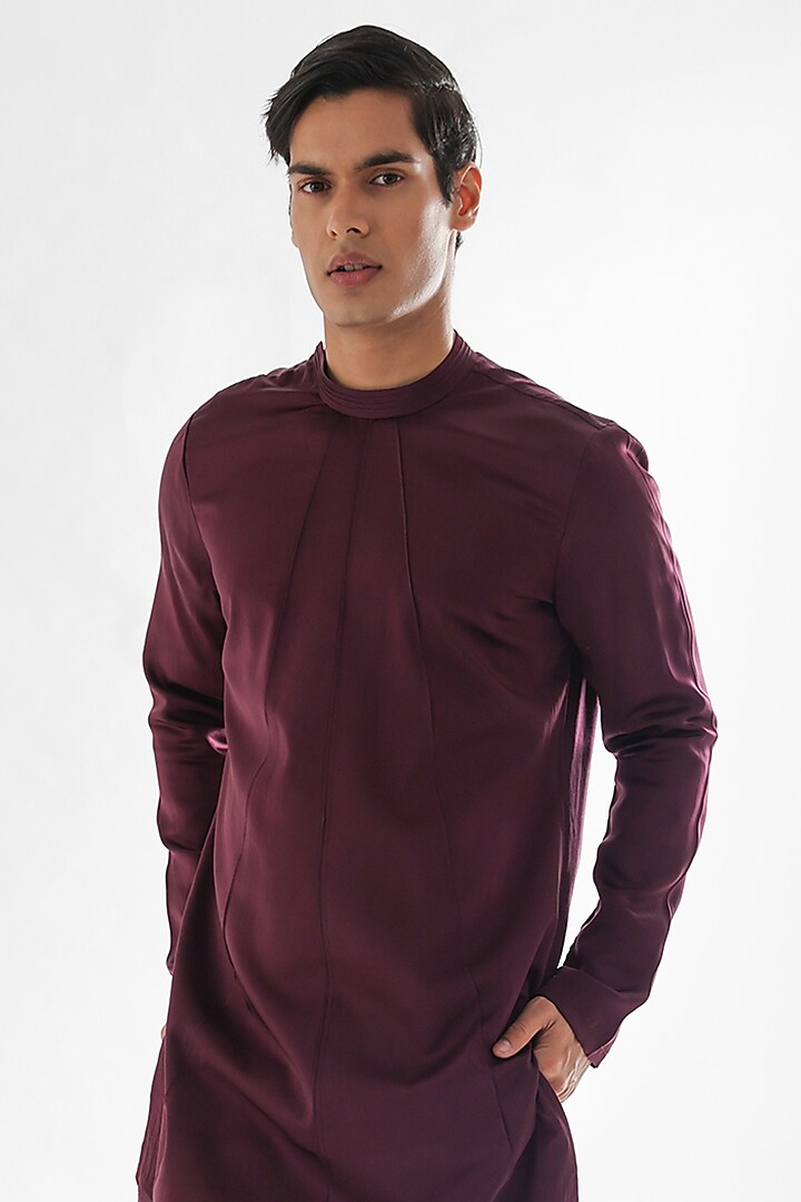 Magenta Modal Satin Kurta Set by PAARSH at Pernia's Pop Up Shop