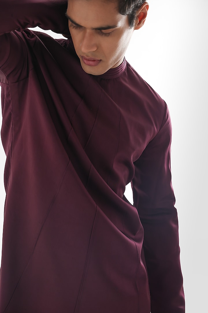 Magenta Modal Satin Kurta Set by PAARSH at Pernia's Pop Up Shop