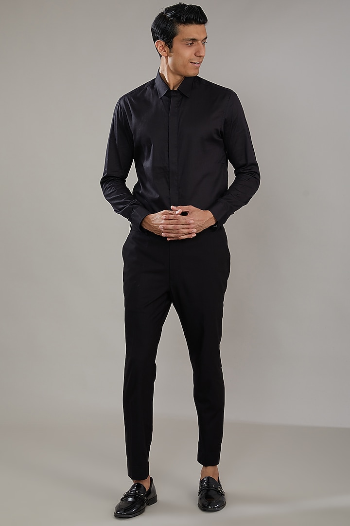 Blue Terry Cotton Embroidered Tuxedo Set by PAARSH at Pernia's Pop Up Shop