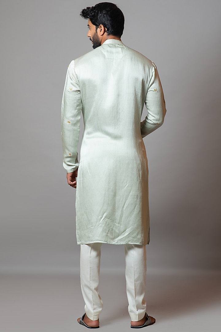 Grass Green Malai Cotton Cutwork Kurta Set by PAARSH at Pernia's Pop Up Shop
