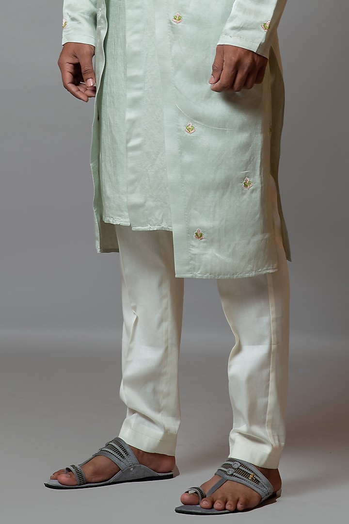 Grass Green Malai Cotton Cutwork Kurta Set by PAARSH at Pernia's Pop Up Shop