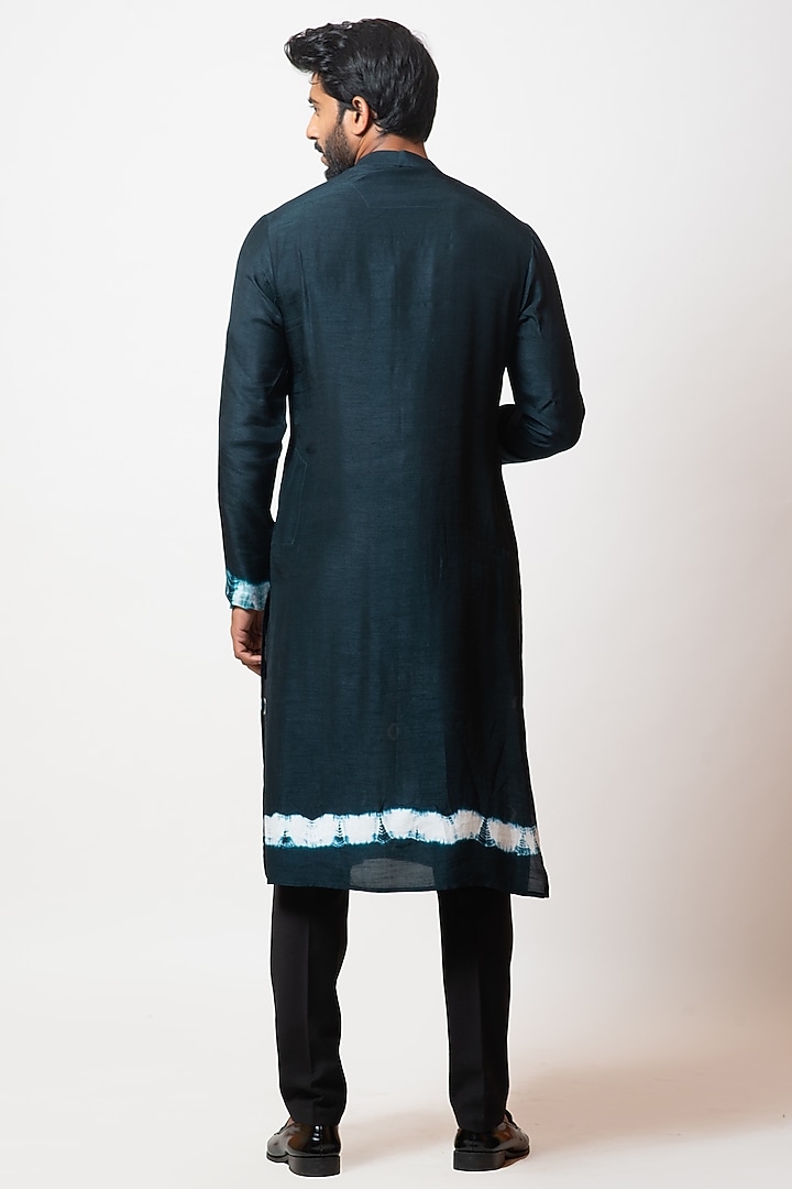 Algae Green Bamberg Silk Bandhej Printed Kurta Set by PAARSH at Pernia's Pop Up Shop